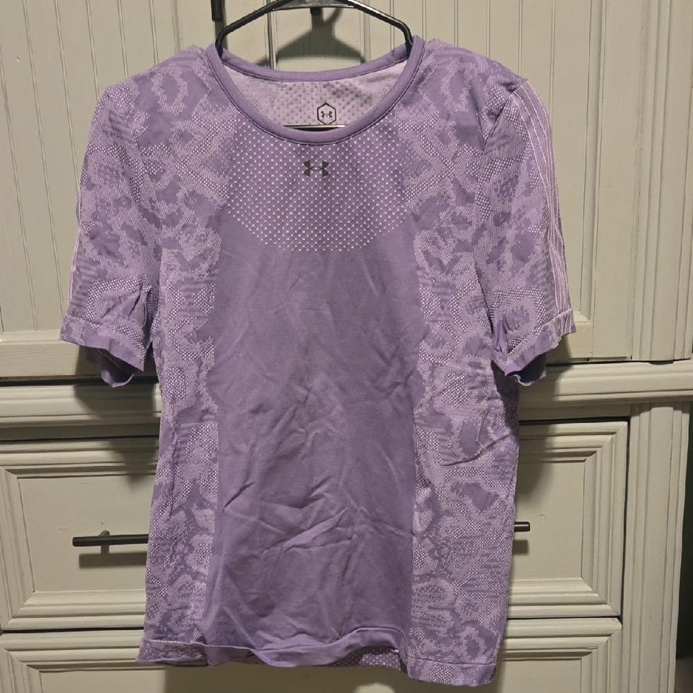Under Armour Womens Lavender Patterned Fitted Gym Tee